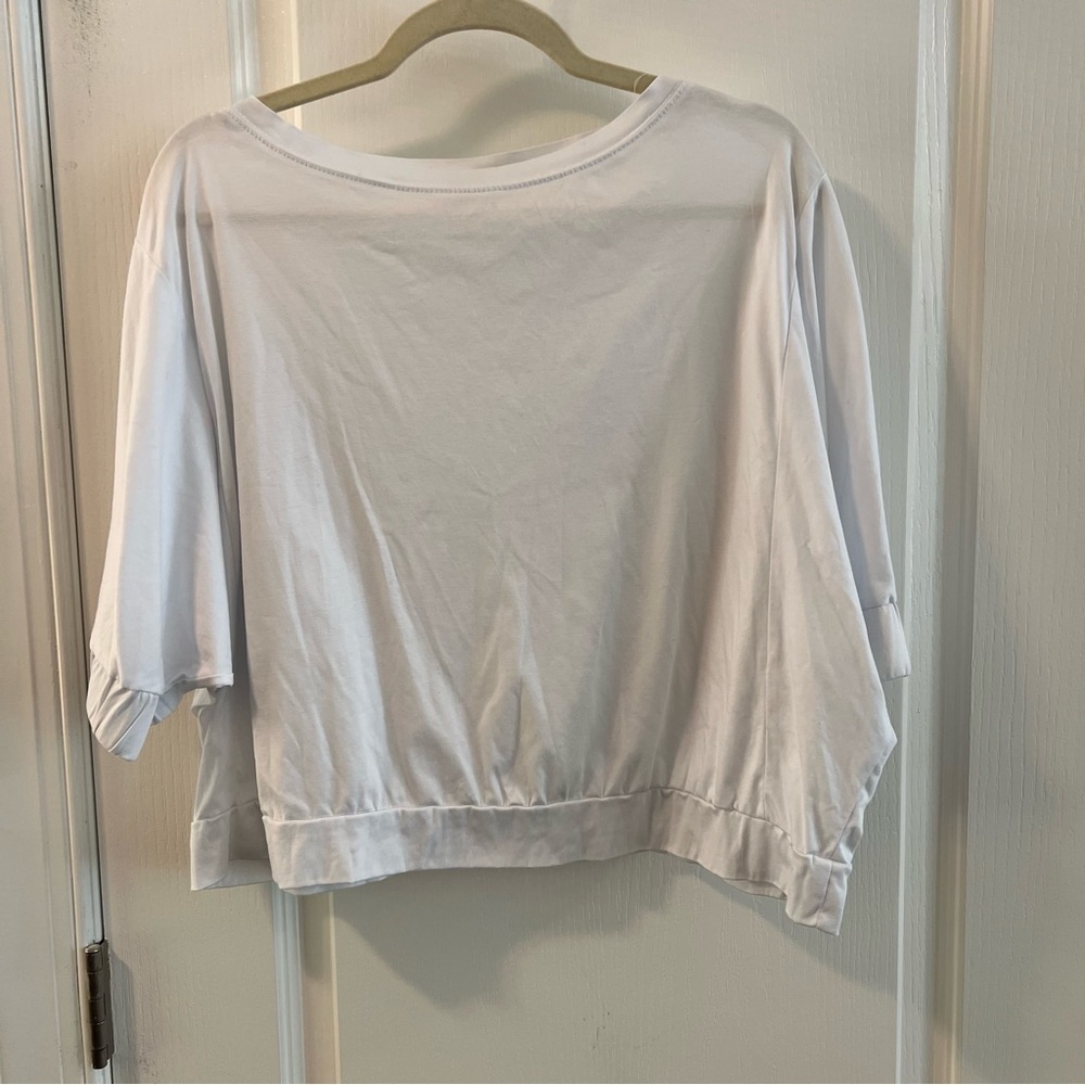 Anthropologie postmark white half sleeve oversized cropped top size small - Picture 3 of 11